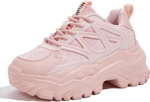 Niluber Chunky Sneakers for Women White Black Red Purple Platform Sneakers Comfortable Casual Lace Up Fashion Tennis Shoes