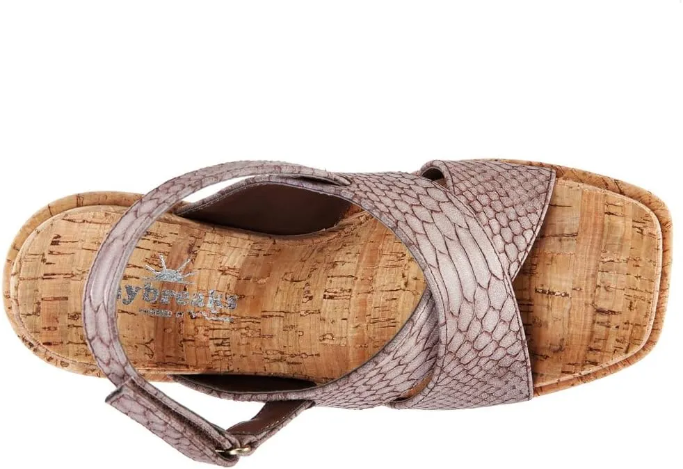 NINA Daybreaks Harp - Women's Wedge Platform Square Toe Sandals Shoes - Effortless Style and Comfort - Cork Wrapped Womens Shoes