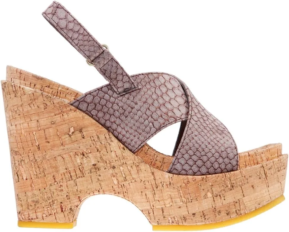 NINA Daybreaks Harp - Women's Wedge Platform Square Toe Sandals Shoes - Effortless Style and Comfort - Cork Wrapped Womens Shoes