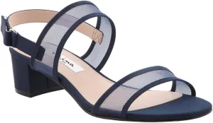 NINA Ganice - Women's Mesh Block Low-Heel Hook & Loop Dressy Sandal Shoes- Elegant and Comfortable Womens's heeled Sandals - Casual and Dress