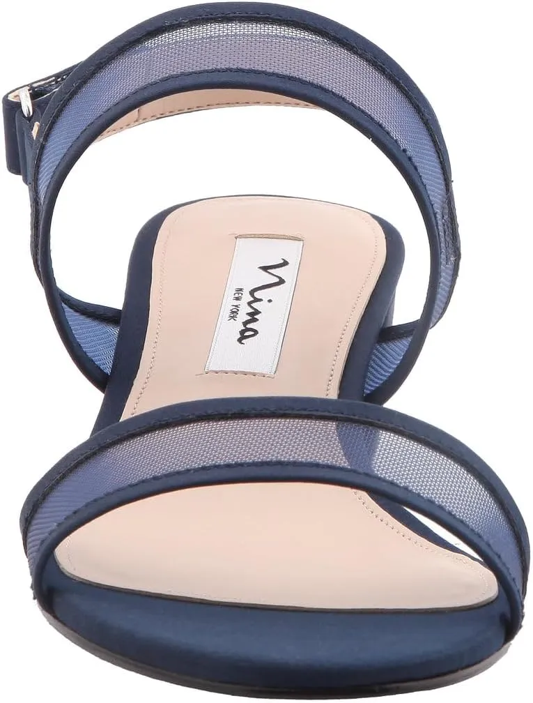 NINA Ganice - Women's Mesh Block Low-Heel Hook & Loop Dressy Sandal Shoes- Elegant and Comfortable Womens's heeled Sandals - Casual and Dress
