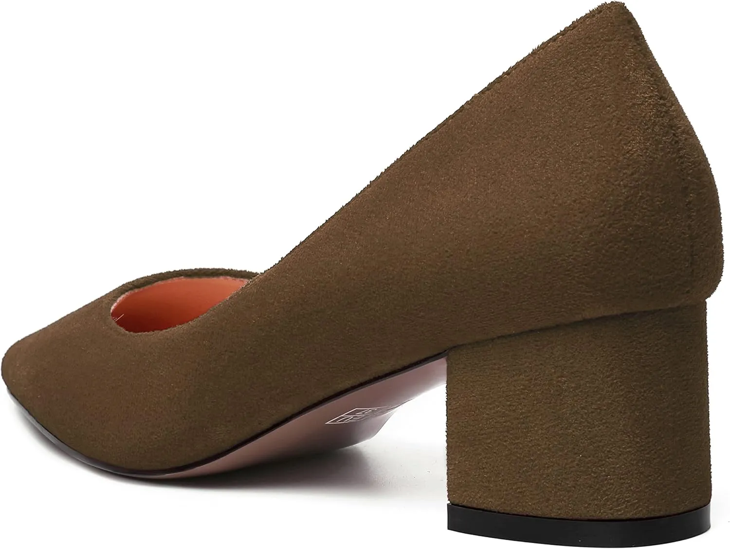 NUMALEO Womens Suede Solid Office Square Toe Slip On Casual Chunky Low Heel Pumps Shoes 2 Inch