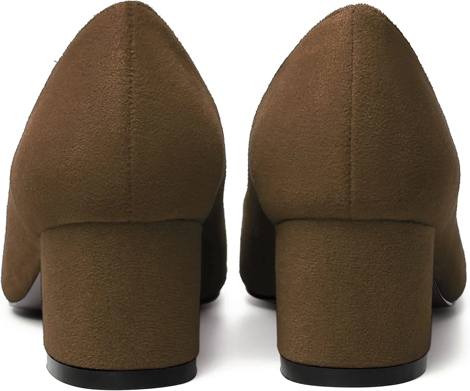 NUMALEO Womens Suede Solid Office Square Toe Slip On Casual Chunky Low Heel Pumps Shoes 2 Inch