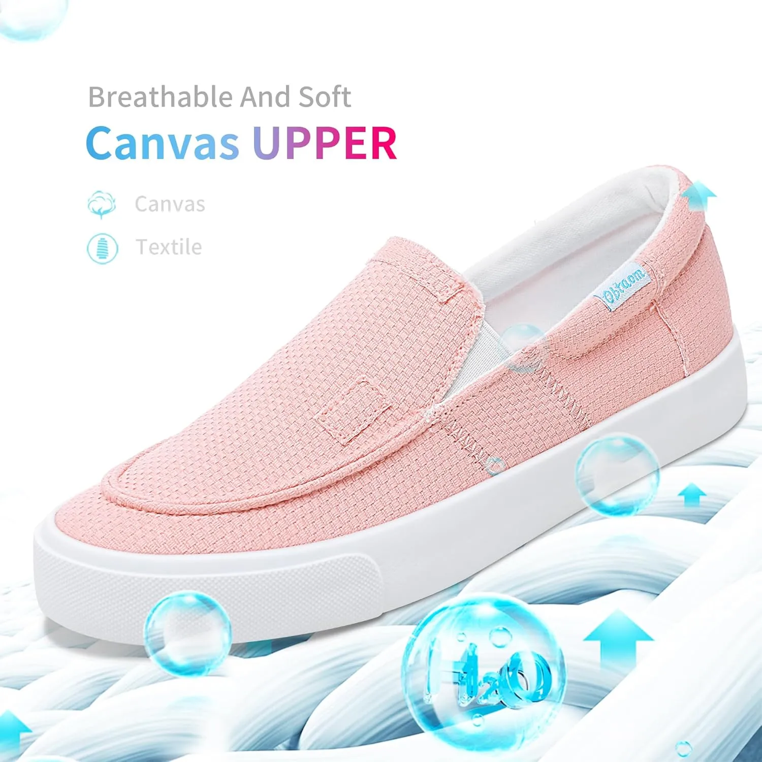 Obtaom Slip On Shoes Canvas Slip On Sneakers Comfy Arch Support Loafers Casual Canvas Fashion Sneaker