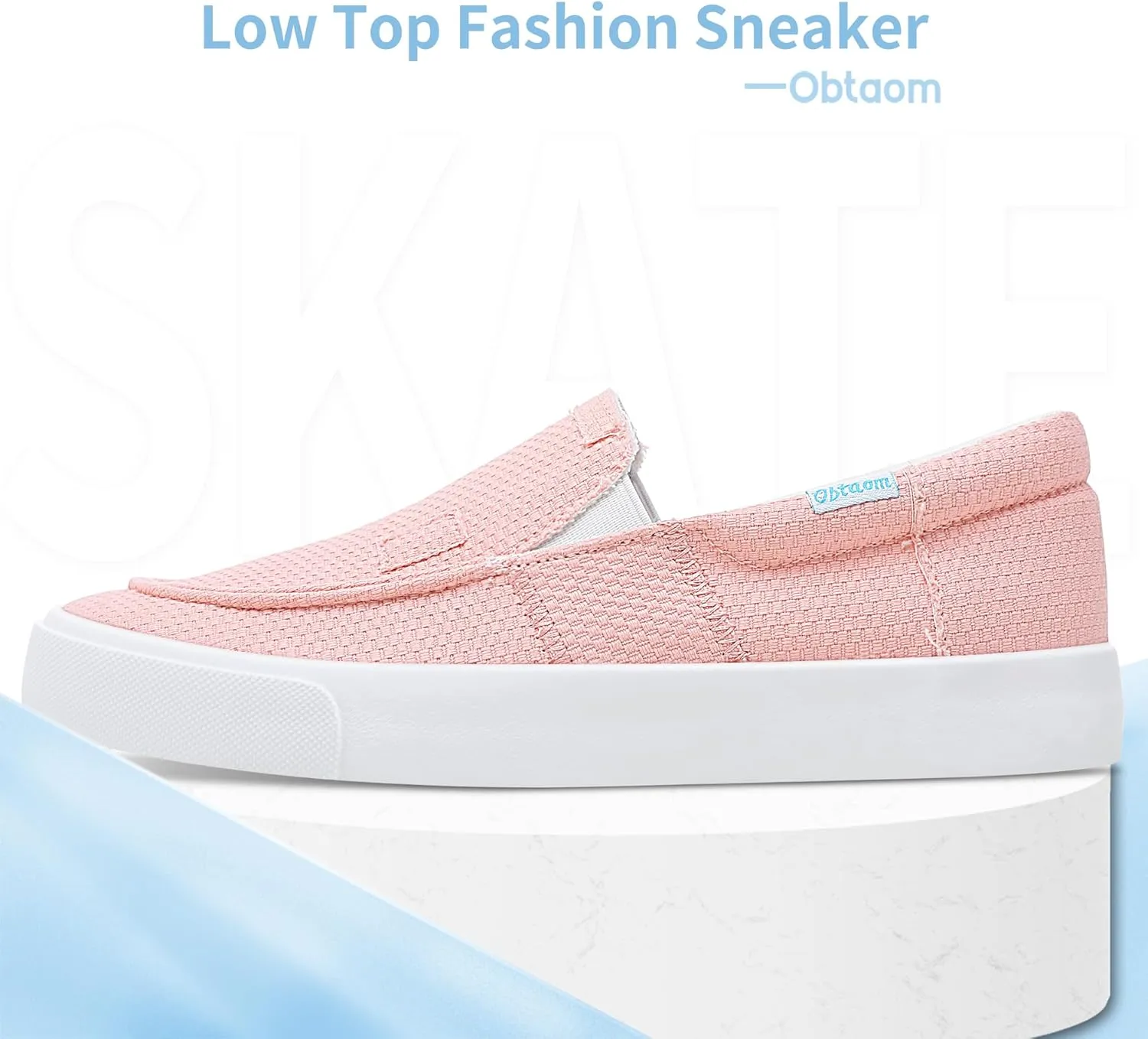 Obtaom Slip On Shoes Canvas Slip On Sneakers Comfy Arch Support Loafers Casual Canvas Fashion Sneaker