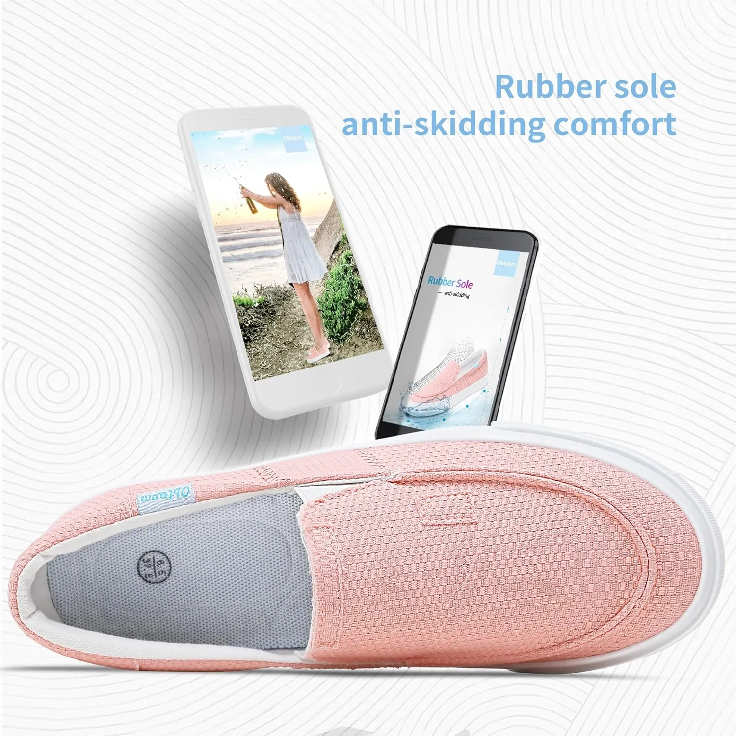 Obtaom Slip On Shoes Canvas Slip On Sneakers Comfy Arch Support Loafers Casual Canvas Fashion Sneaker