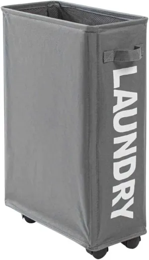 Ochine Rolling Slim Laundry Basket Clothes Laundry Hamper on Wheels Foldable Dirty Clothes Basket Collapsible Laundry Basket Portable Rolling Laundry Organizer Narrow Laundry Bag for Corner Narrow