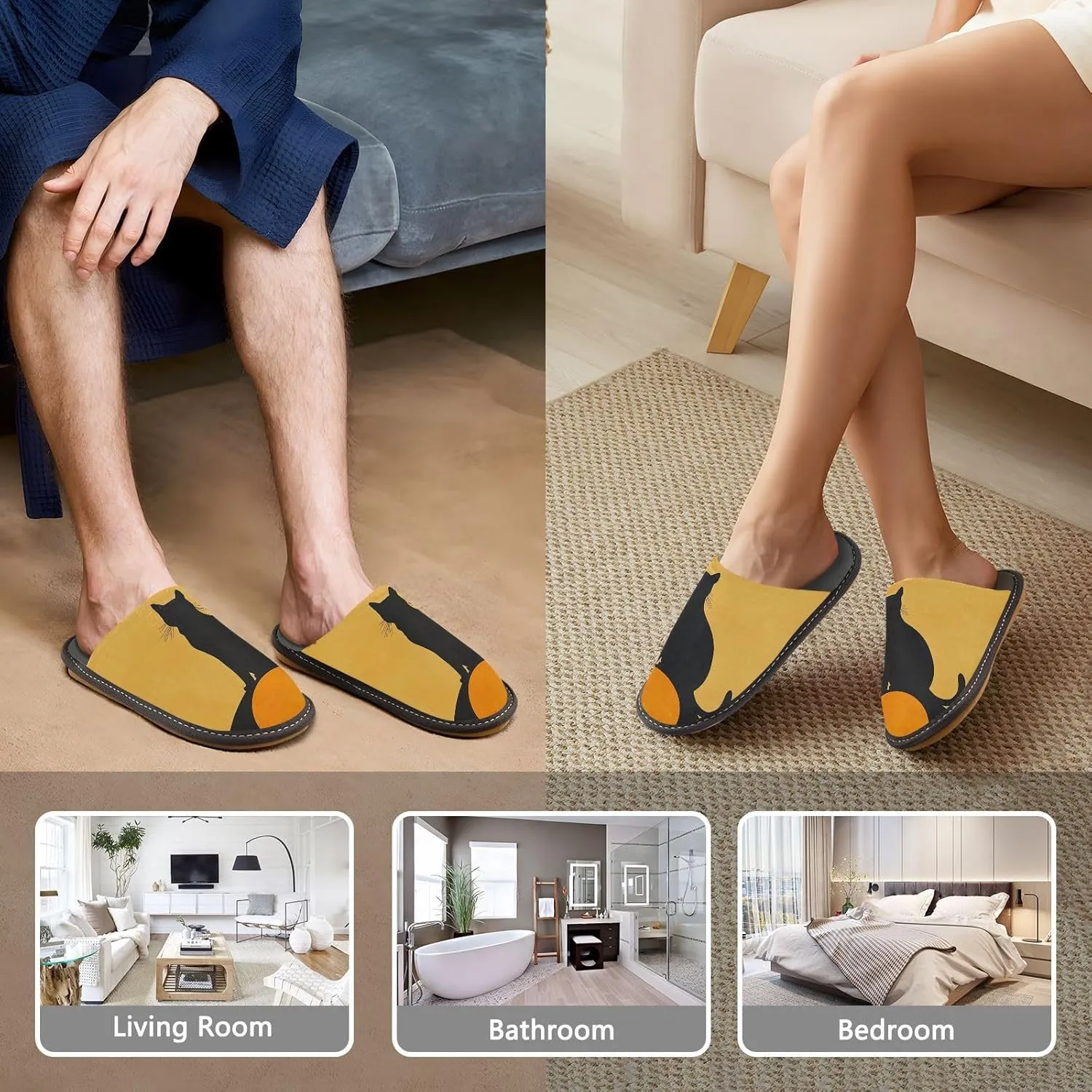 ODAWA Sloth Tree Party Ladies Slippers House Memory Foam Warm Slip on House Shoes