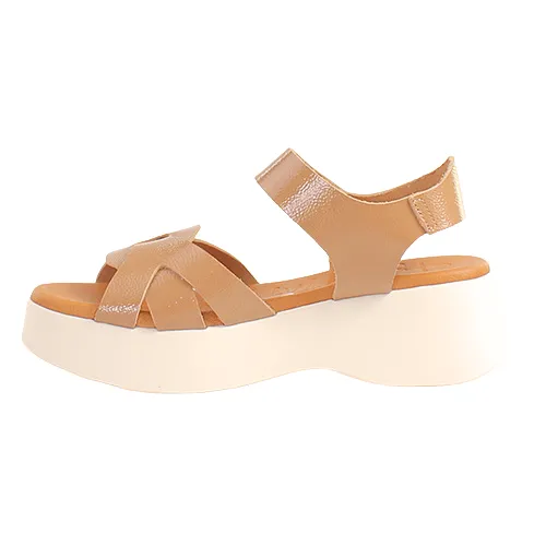 Oh! My Sandals Ladies Platform  Sandals - 5683 - Taupe Patent
