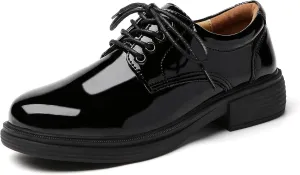 OKJ Oxford Shoes for Women, Black Womens Oxford Shoes Leather Platform Women's Oxfords Comfortable Dressy Slip On, Lace Up Loafers Casual Work Business Dress Office Oxfords Shoes