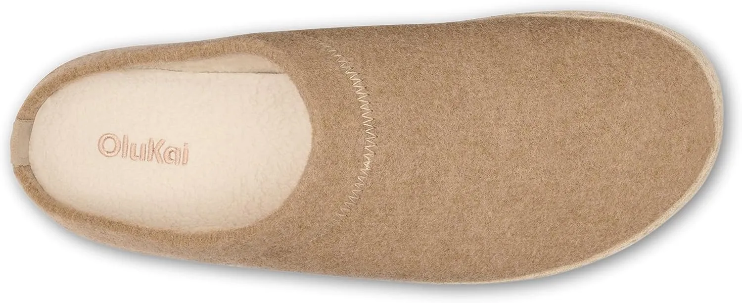OLUKAI Hamani Hulu Men's Wool Mule Slippers, Soft & Comfortable Slippers with Premium Materials, Sheepskin Shearling & Italian Felt, All-Day Wear