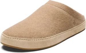 OLUKAI Hamani Hulu Men's Wool Mule Slippers, Soft & Comfortable Slippers with Premium Materials, Sheepskin Shearling & Italian Felt, All-Day Wear