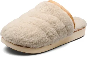 OLUKAI Pupu Mua Women's Slipper, Cozy Slip-On Shoes, Genuine Shearling & Premium Nubuck Leather