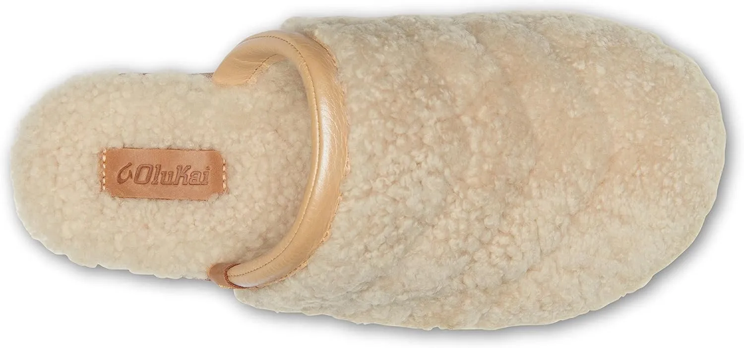 OLUKAI Pupu Mua Women's Slipper, Cozy Slip-On Shoes, Genuine Shearling & Premium Nubuck Leather