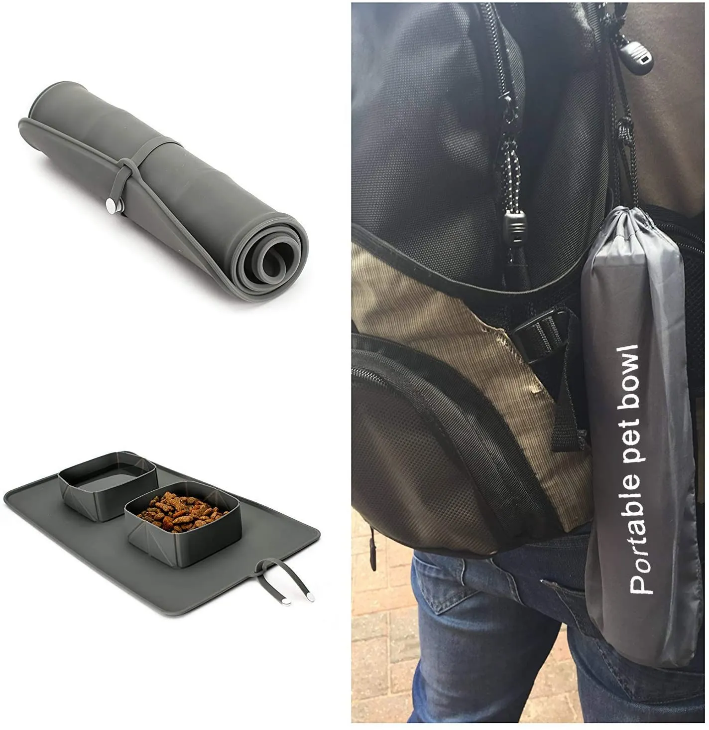 On-the-Go Paws: Portable Foldable Pet Bowl with a Carry bag