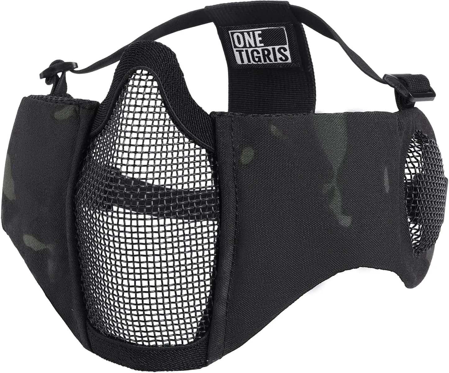 OneTigris 6" Foldable Half Face Airsoft Mesh Mask with Ear Protection, Military Tactical Lower Face Protective Mask