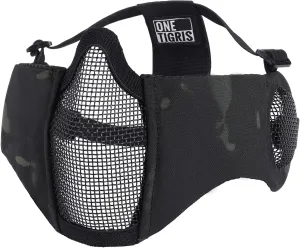 OneTigris 6" Foldable Half Face Airsoft Mesh Mask with Ear Protection, Military Tactical Lower Face Protective Mask