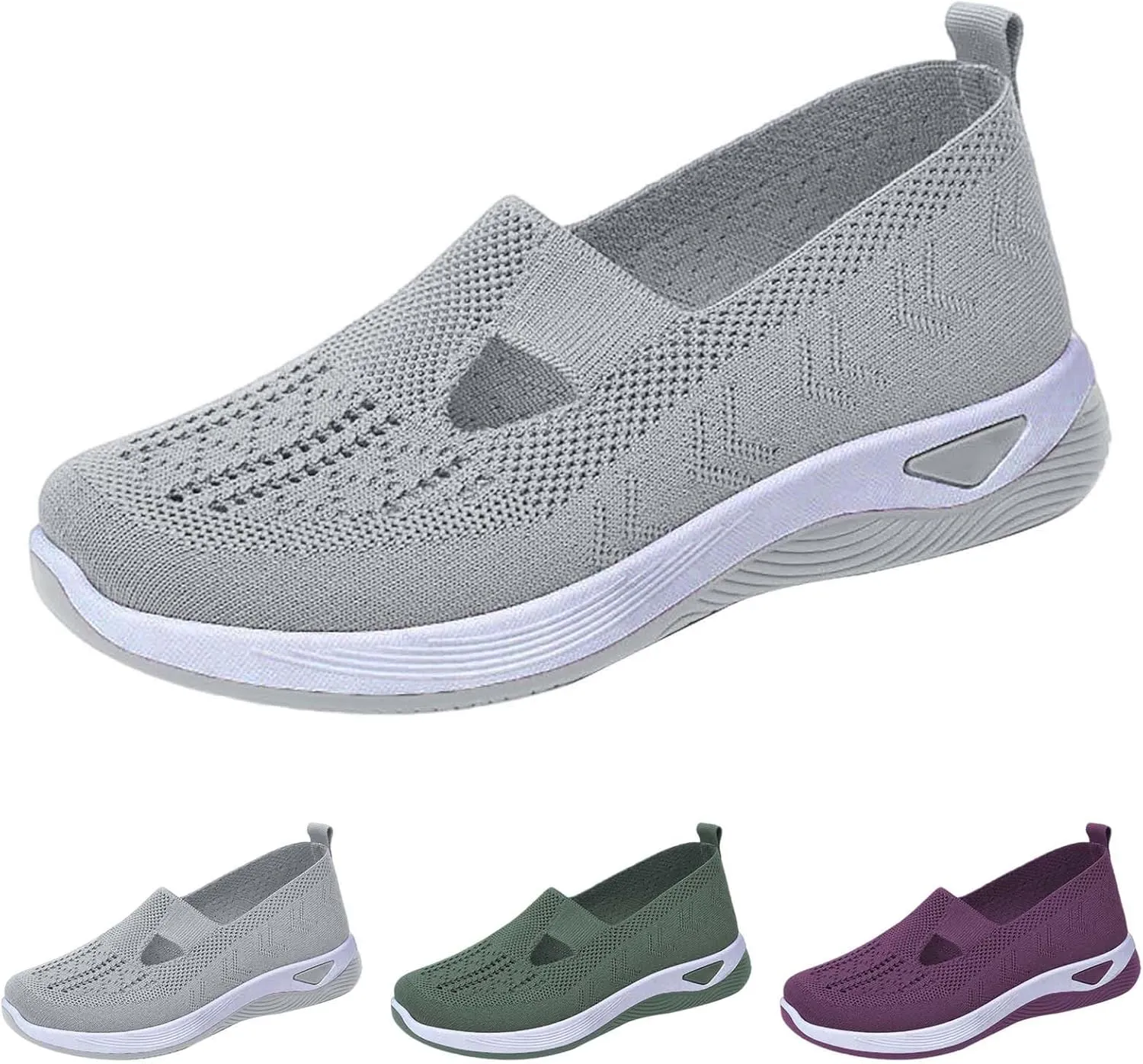 Orthowalk Shoes for Women Orthopedic Arch Support Woven Mesh Breathable Soft Sneakers Slip On Wide Diabetic Footwear