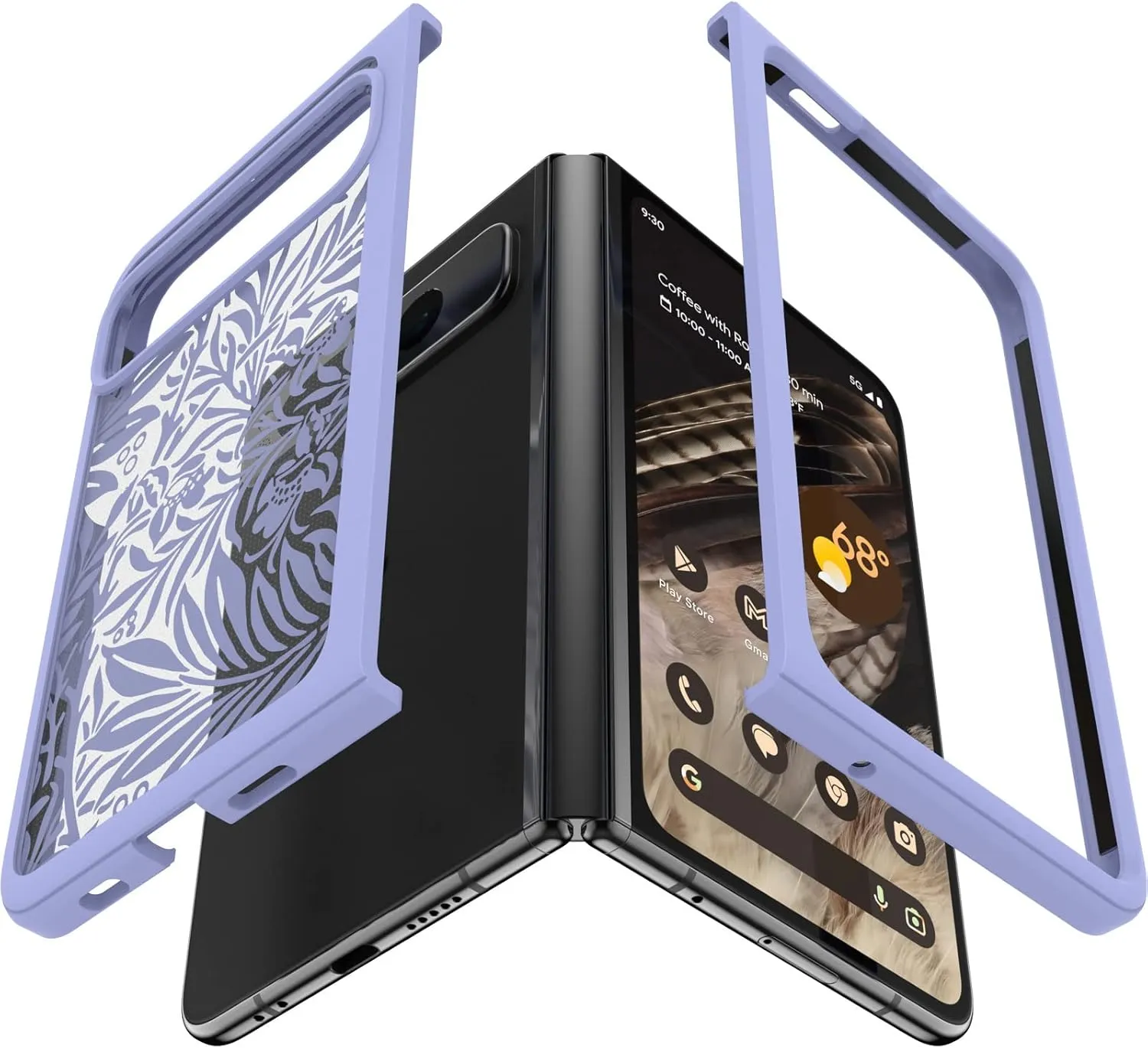 OtterBox Thin Flex Graphic Series case for Google Pixel FOLD - Wallpaper Ivy (Purple)