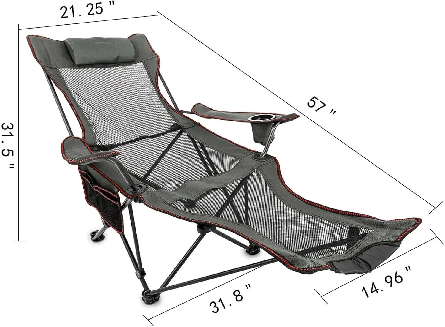Outdoor Folding Camping Chair with Backrest and Footrest, Portable Bed Chair for Napping, Camping, Fishing, Foldable Beach Lounge Chair (Green)