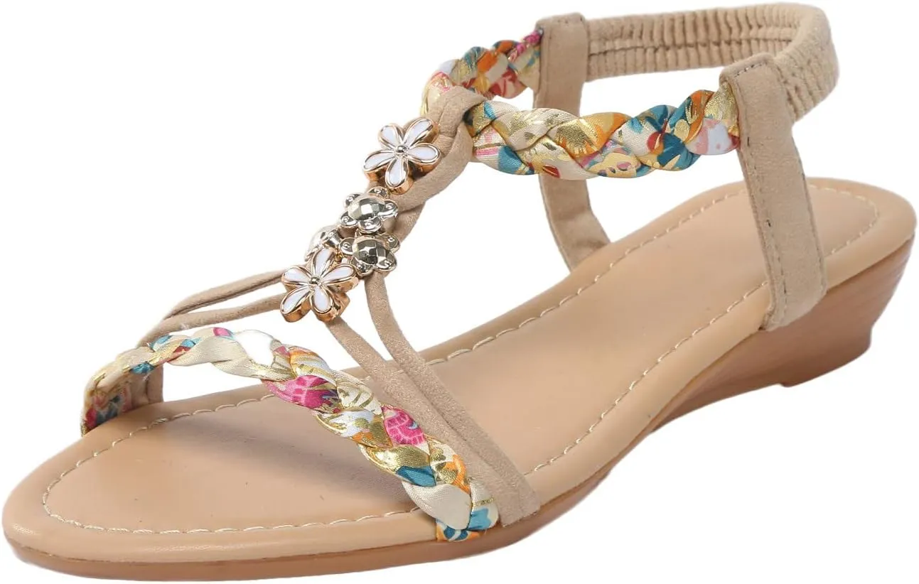 Outdoor Sandals Women's Beach Shoes Flip Flops Elegant Orthopaedic Breathable Leisure Strap Comfortable Trendy with Rhinestone