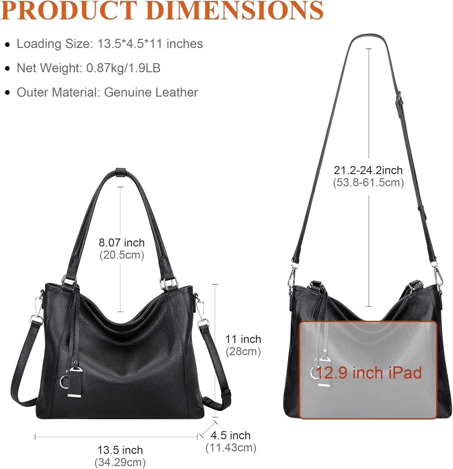 Over Earth Soft Leather Handbags for Women Shoulder Hobo Bag Large Tote Crossbody Bags