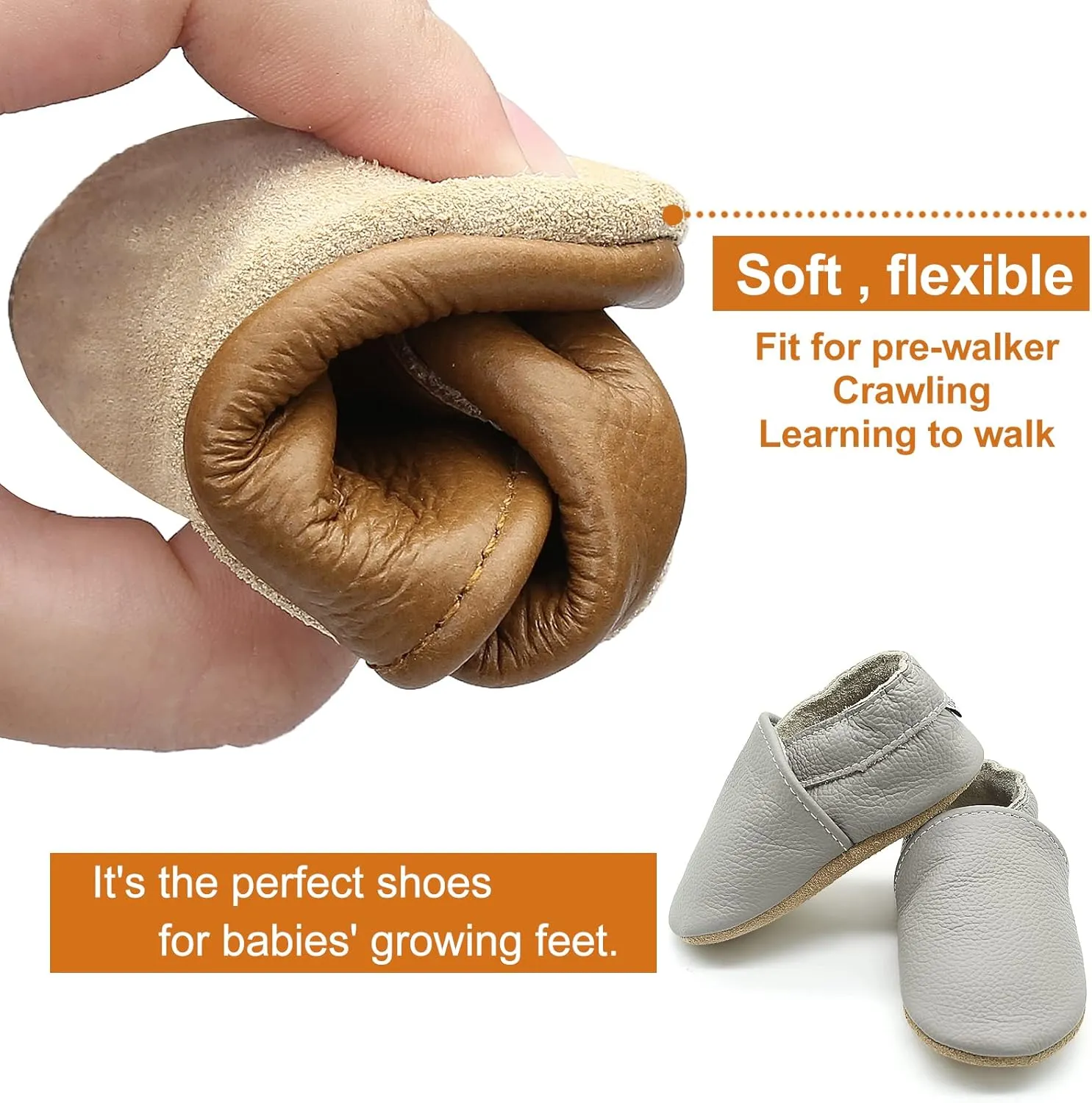 OWLOWLA Soft Sole Baby Shoes Leather Baby First Walking Crib Shoes Slip-on Baby Moccasins Infant Toddler Pre-Walker Shoes for Boy Girl