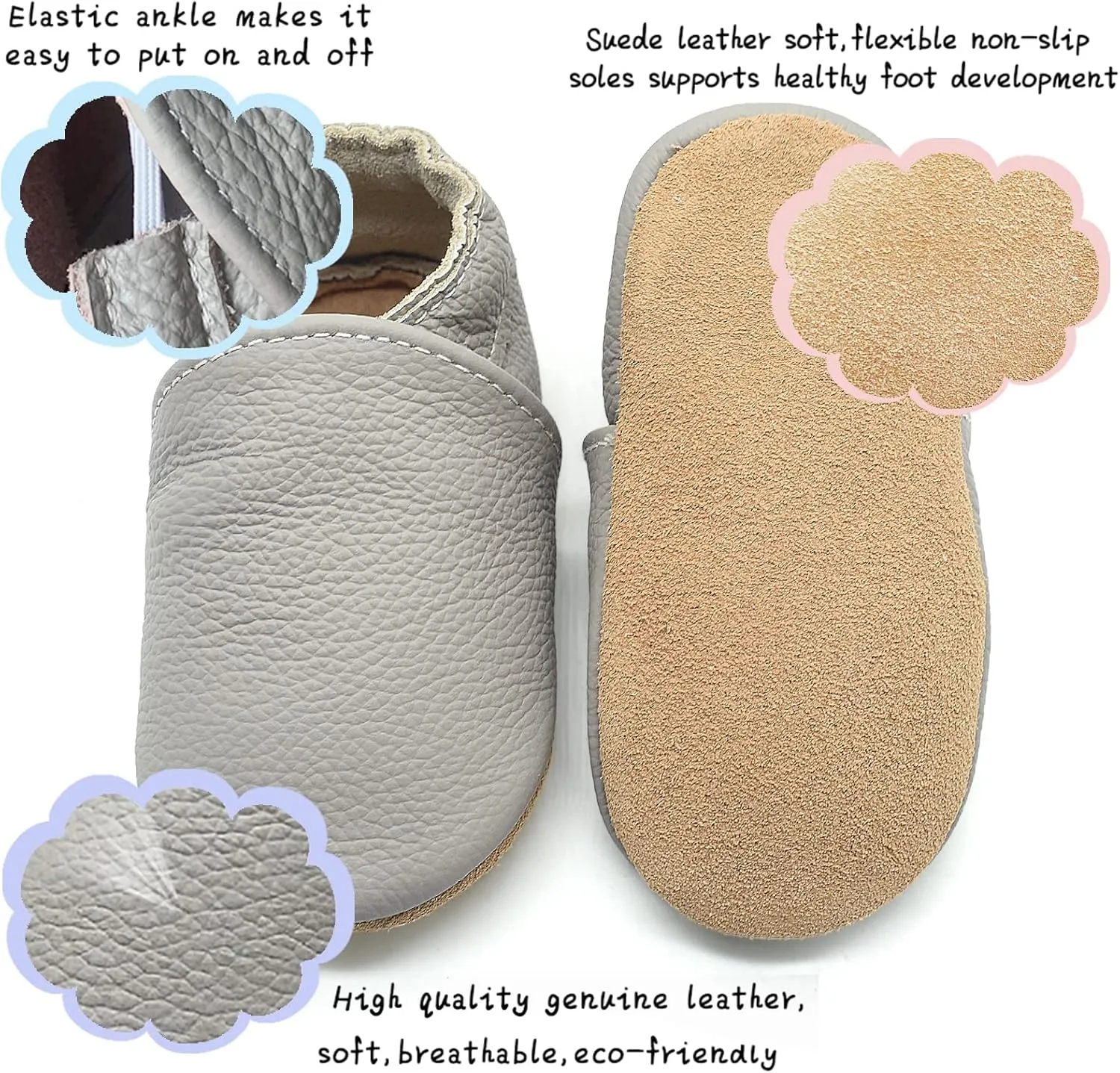 OWLOWLA Soft Sole Baby Shoes Leather Baby First Walking Crib Shoes Slip-on Baby Moccasins Infant Toddler Pre-Walker Shoes for Boy Girl