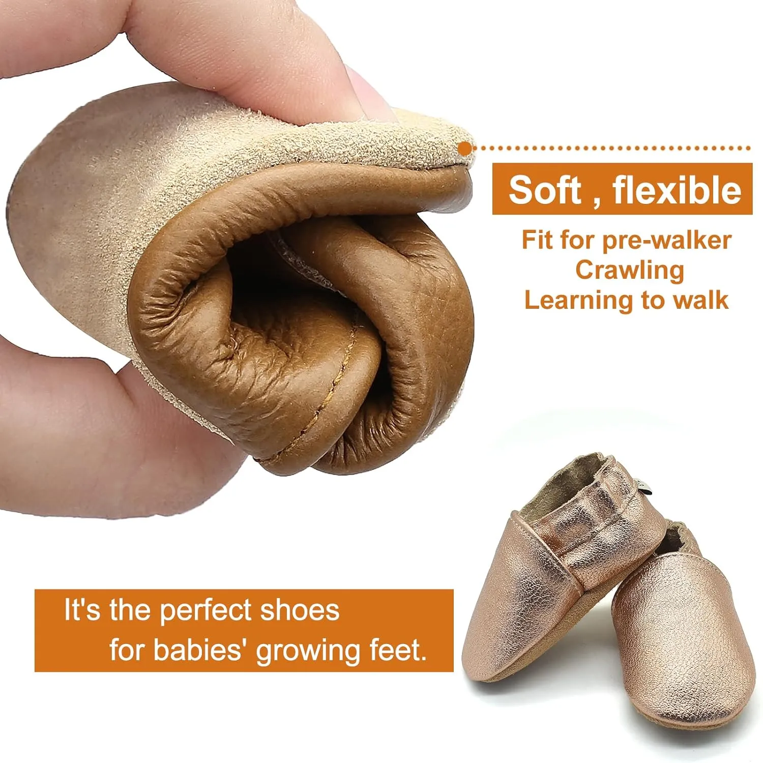 OWLOWLA Soft Sole Baby Shoes Leather Baby First Walking Crib Shoes Slip-on Baby Moccasins Infant Toddler Pre-Walker Shoes for Boy Girl