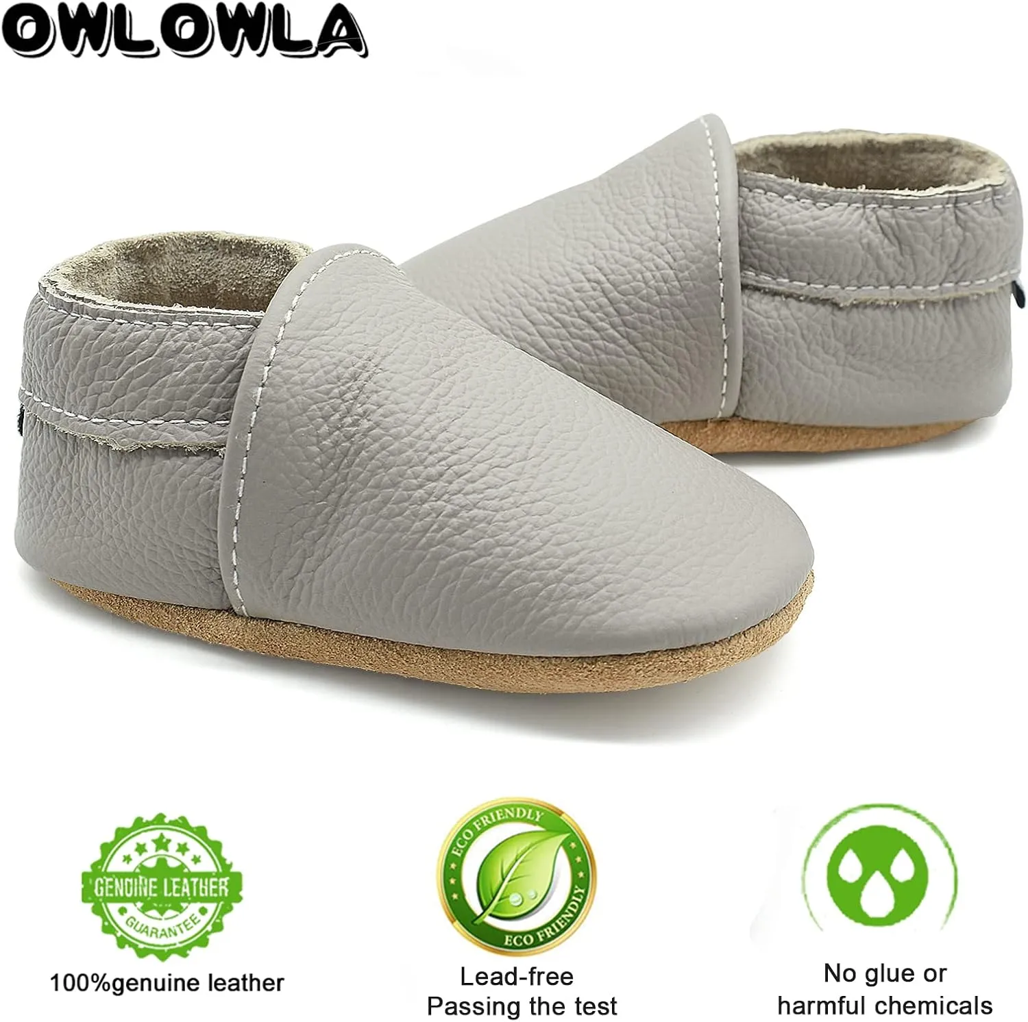 OWLOWLA Soft Sole Baby Shoes Leather Baby First Walking Crib Shoes Slip-on Baby Moccasins Infant Toddler Pre-Walker Shoes for Boy Girl