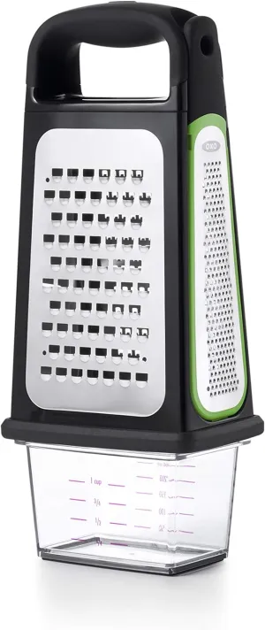 OXO Good Grips Etched Box Grater with Removable Zester, 4.5"L x 3.4"W x 12"H, Steel