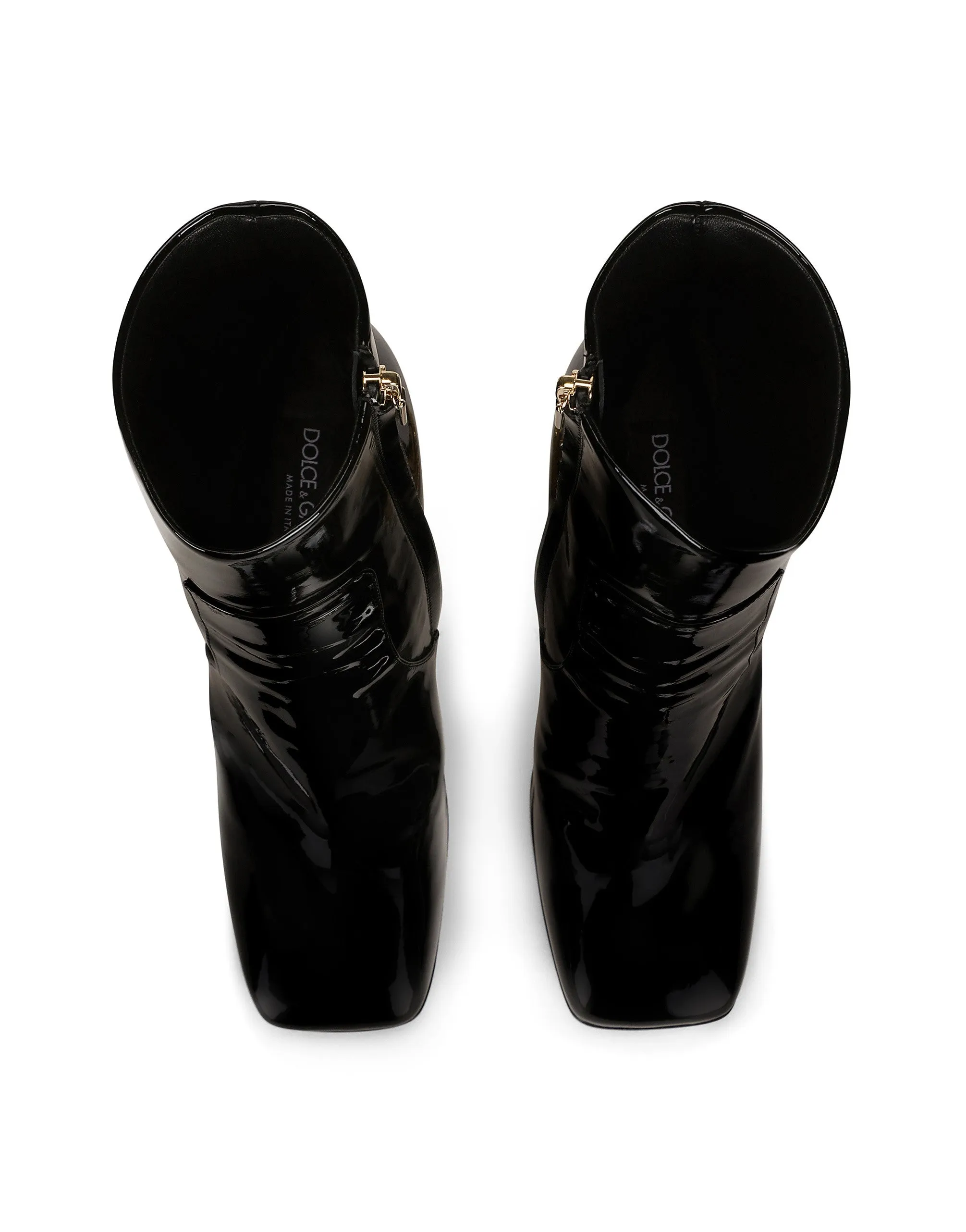 Patent leather ankle boots with DG Pop heel