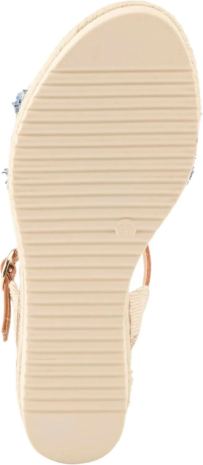 PATRIZIA Women's LEMIRE Buckle Platform Wedge Sandals - Faux Cork and Braided Rope Details, Cushioned Footbed for Comfort