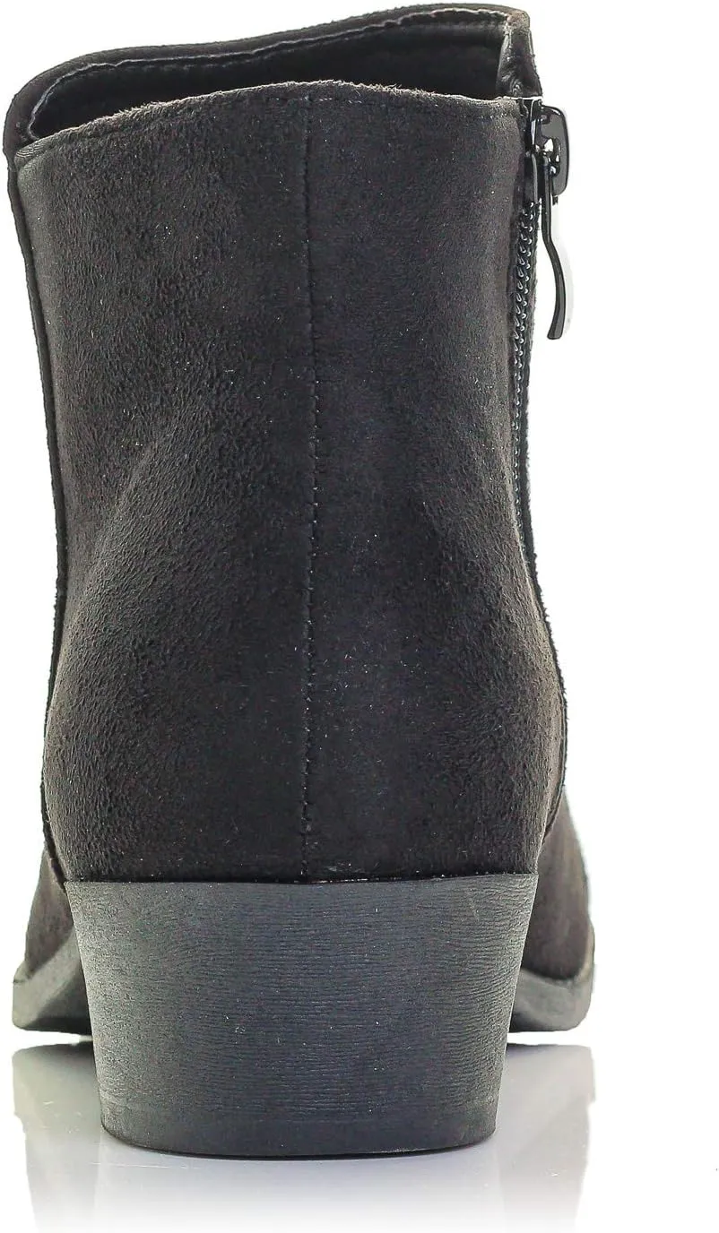 Payton-10 Women's Western Ankle Bootie Low Chunky Blocked Stacked Heel Women's Boot