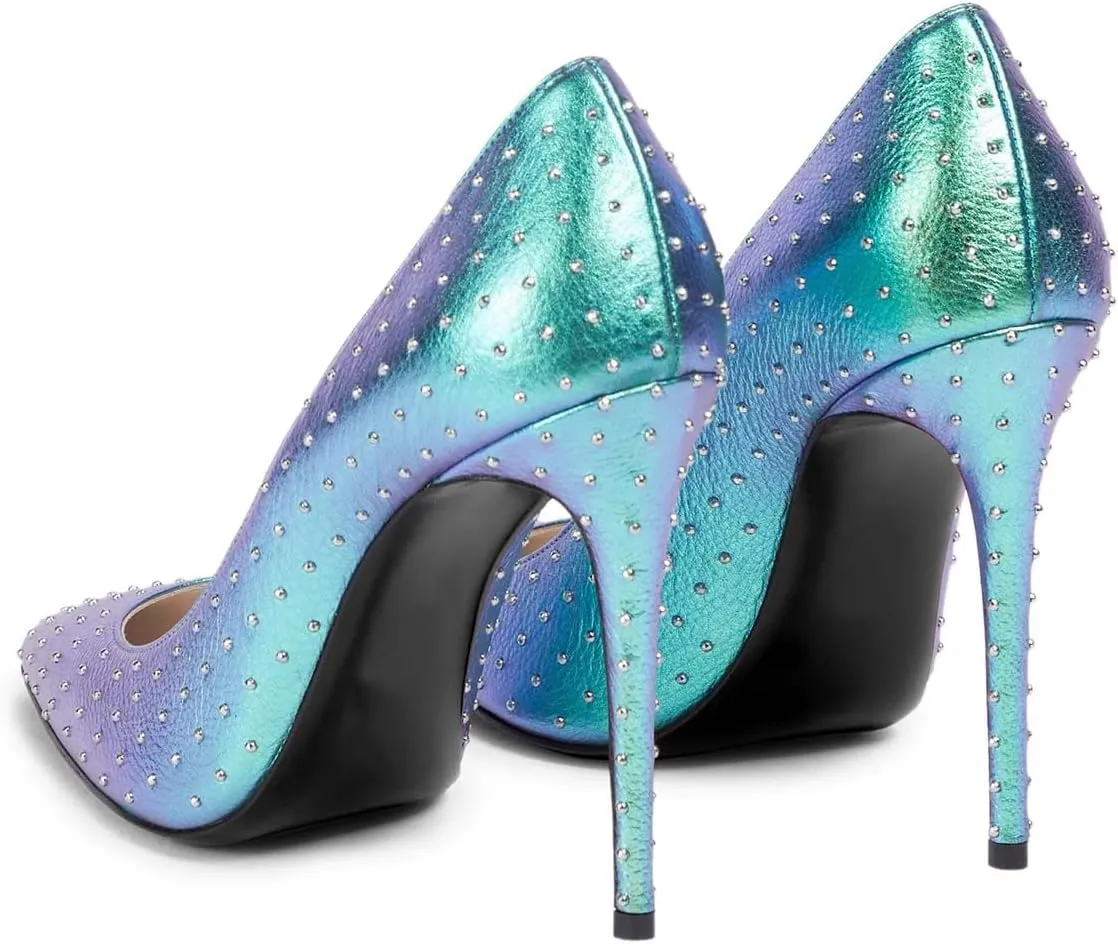 Pazzion Women's Sleek Closed Pointed Toe High Heel Pumps Fashion Slip On Thin Heeled Shoes for Outdoor Shopping Prom Size 4-16 US