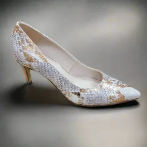 PEDRO ANTON - 2900 Heeled Pump - Gold Reptile