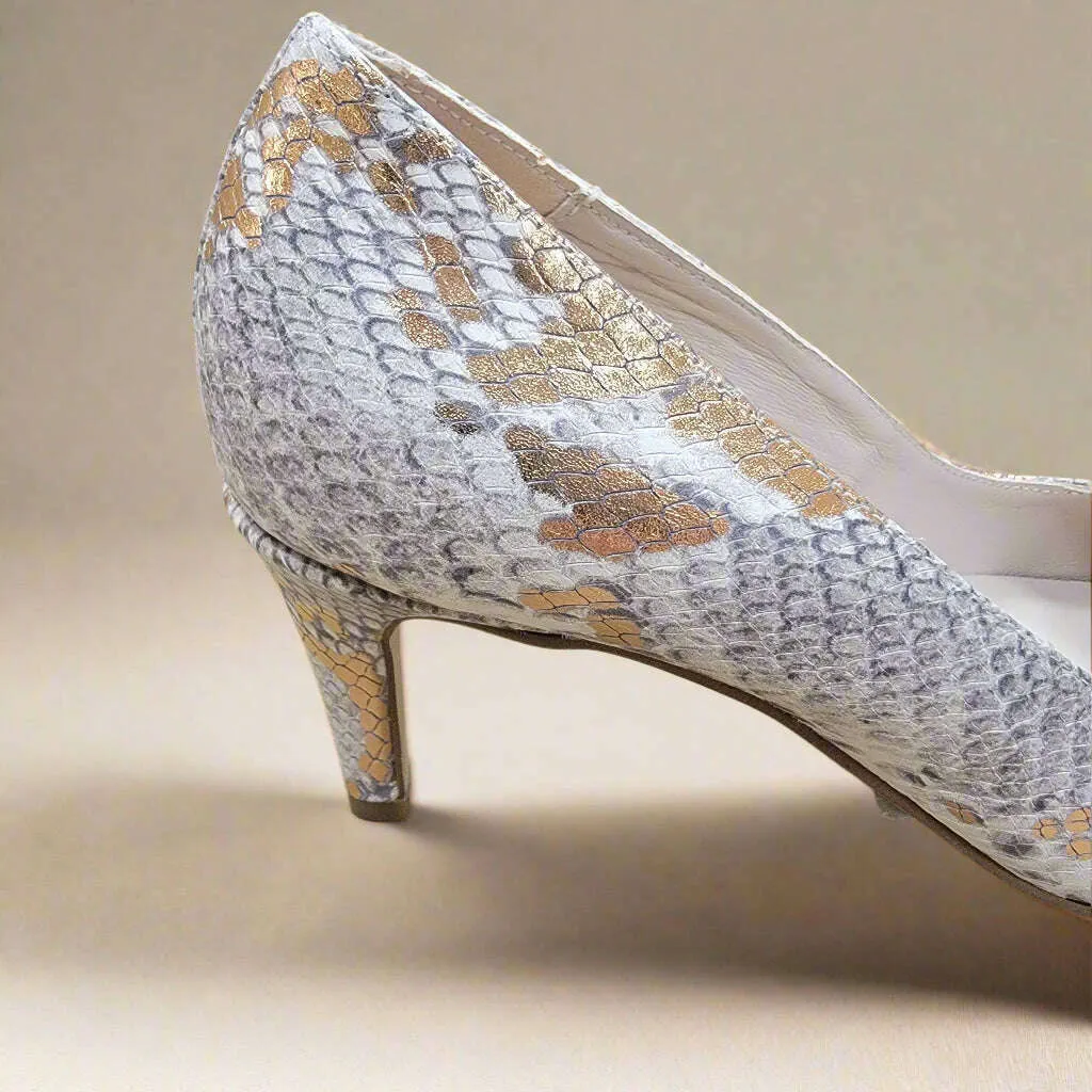 PEDRO ANTON - 2900 Heeled Pump - Gold Reptile
