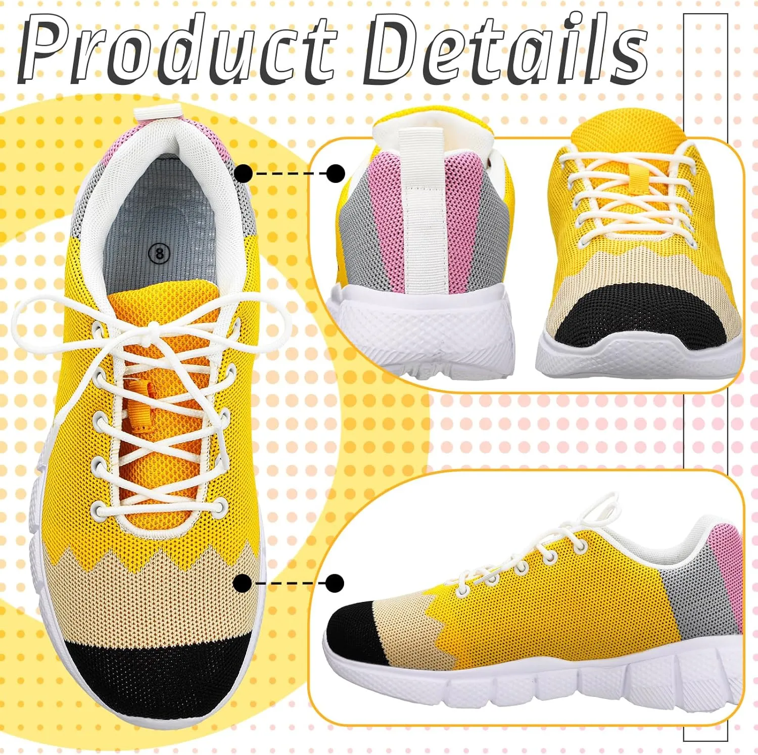 Pencil Shoes for Women Lightweight Breathable Casual Soft Sole Mesh Shoes Slip-on Sneakers Back to School Teacher