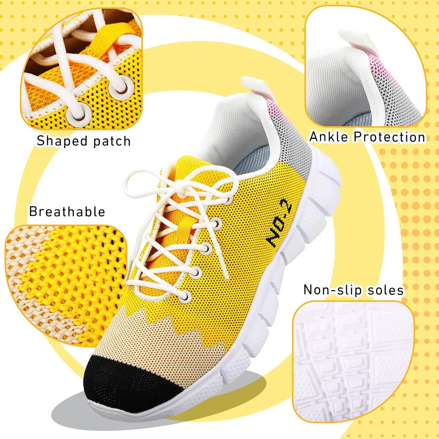 Pencil Shoes for Women Lightweight Breathable Casual Soft Sole Mesh Shoes Slip-on Sneakers Back to School Teacher