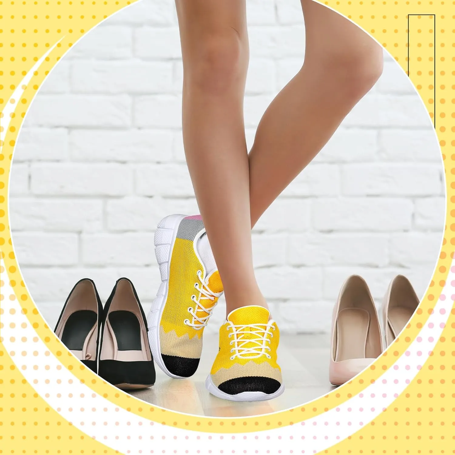 Pencil Shoes for Women Lightweight Breathable Casual Soft Sole Mesh Shoes Slip-on Sneakers Back to School Teacher