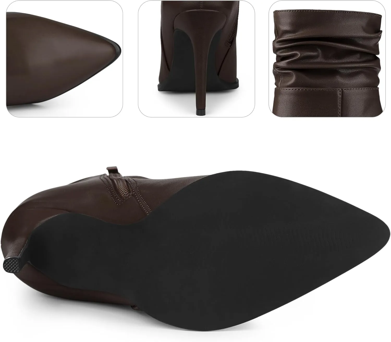 Perphy Slouch Pointed Toe Stiletto Heel Ankle Bootie Dressy Boots for Women