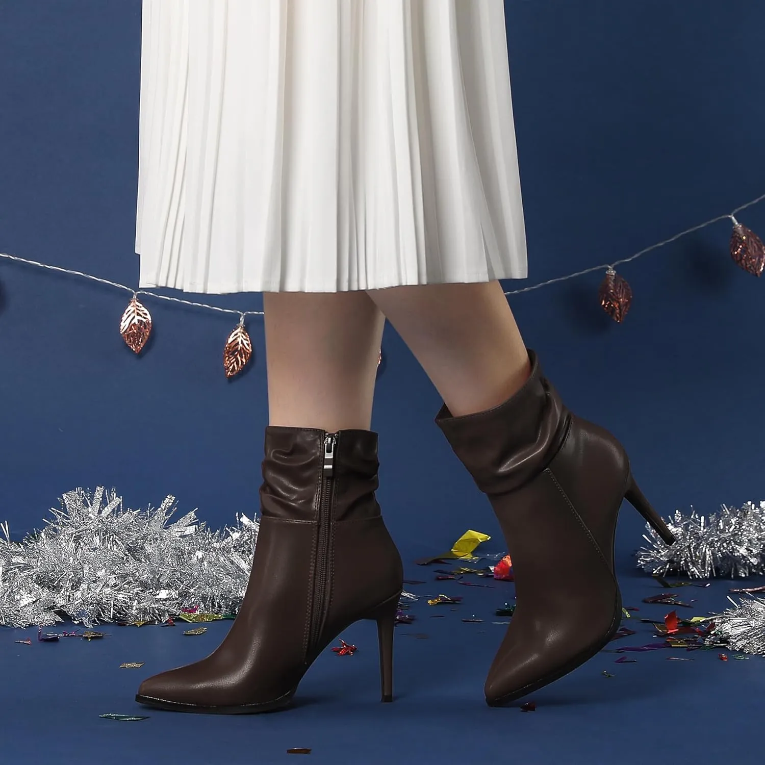 Perphy Slouch Pointed Toe Stiletto Heel Ankle Bootie Dressy Boots for Women