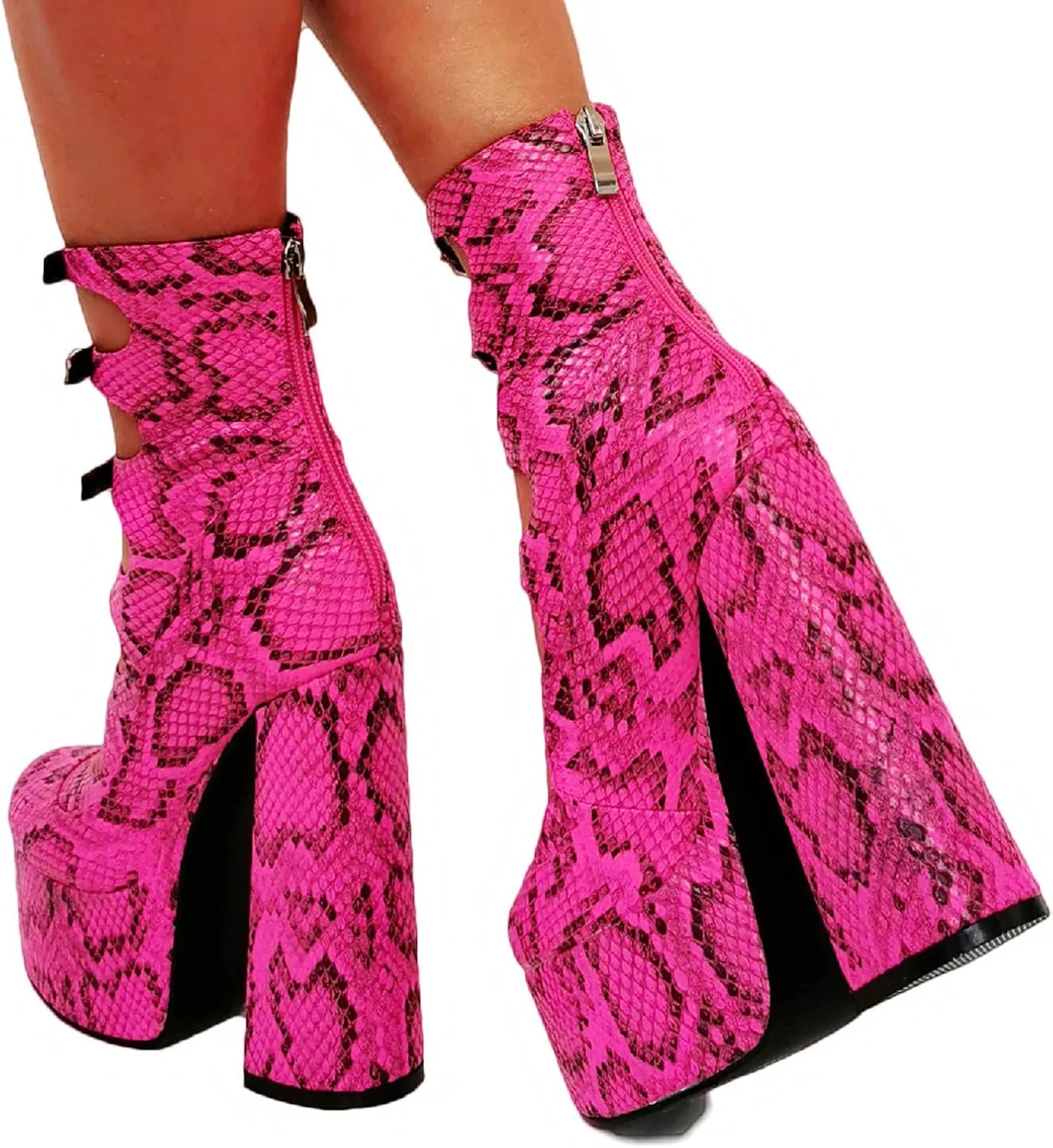 Platform Chunky Heels for Women Sexy Strappy Lace Up Platform Pumps