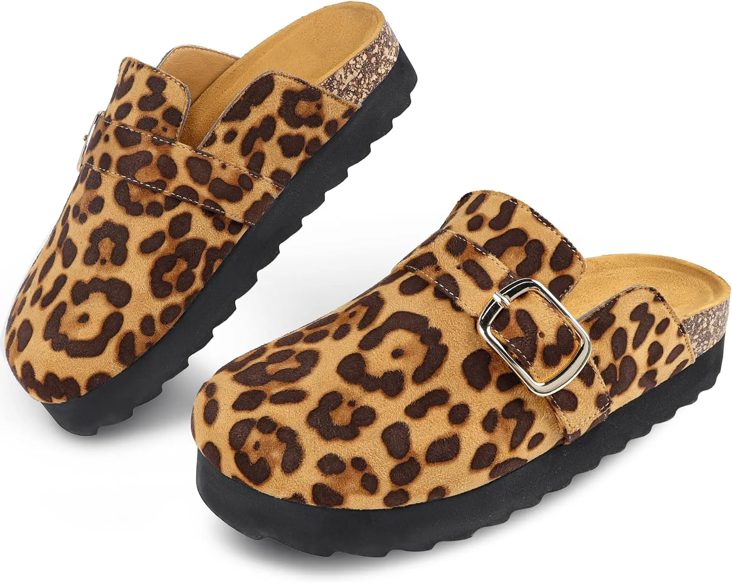 Platform Clogs for Women Footbed Sandals Comfort Platform with Arch Support Adjustable Buckle Slip On Clogs