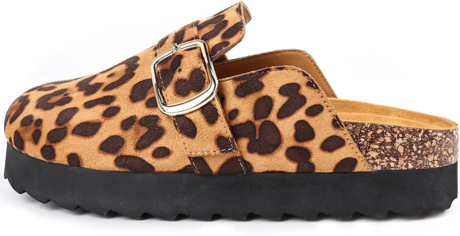 Platform Clogs for Women Footbed Sandals Comfort Platform with Arch Support Adjustable Buckle Slip On Clogs