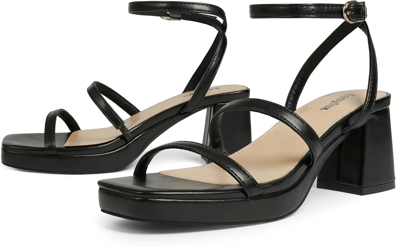 Platform Heels for Women Open Toe Chunky Heels Two Strap 7cm/2.76" Heeled Sandals