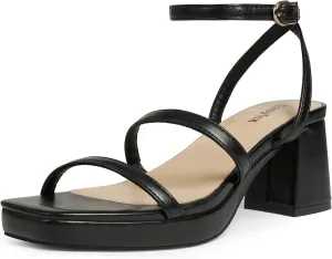 Platform Heels for Women Open Toe Chunky Heels Two Strap 7cm/2.76" Heeled Sandals