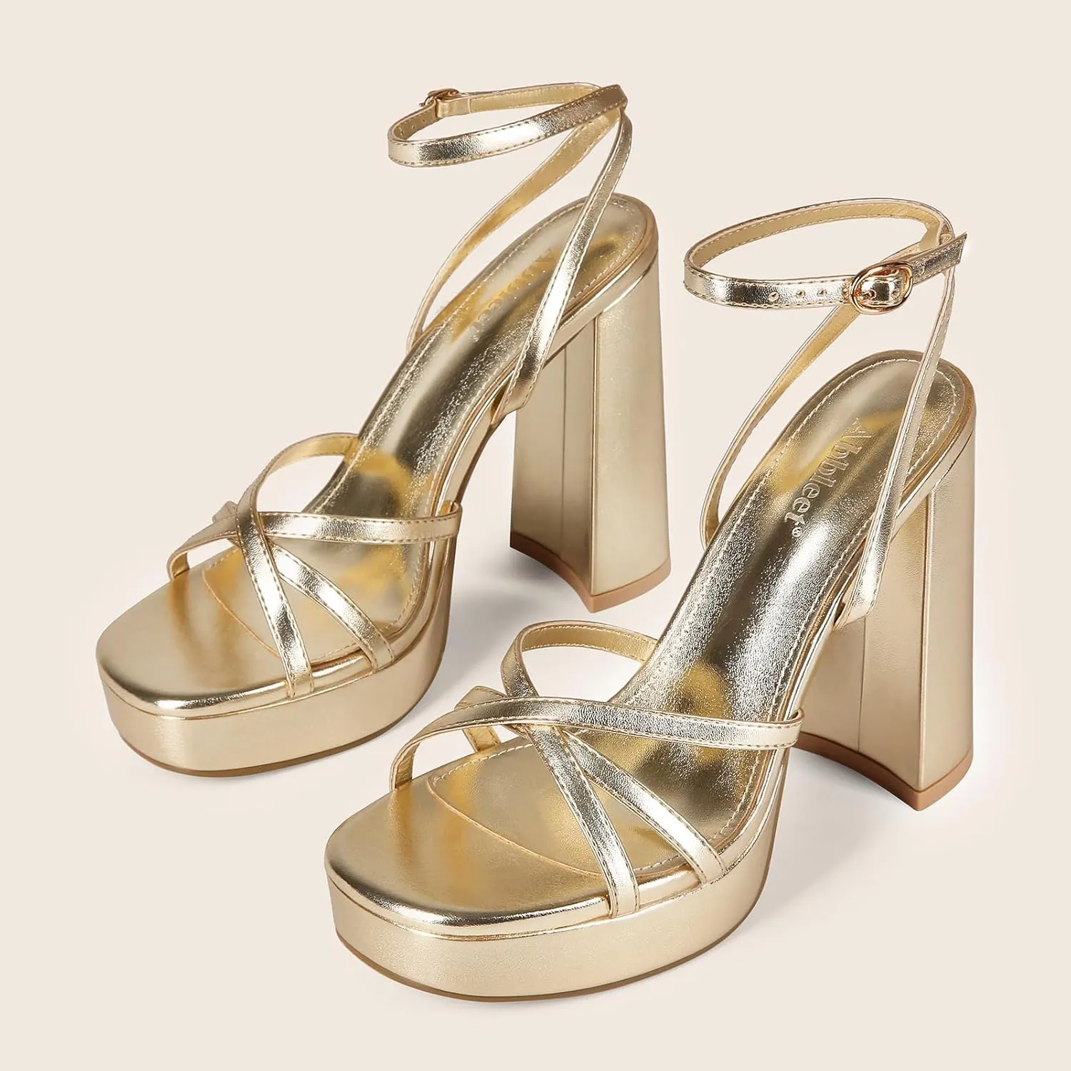 Platform Heels for Women Strappy Block Chunky High Heels Open Toe Ankle Strap Sandals Fashion Lace Up Wedding Party Evening Prom Dance Dress Shoes