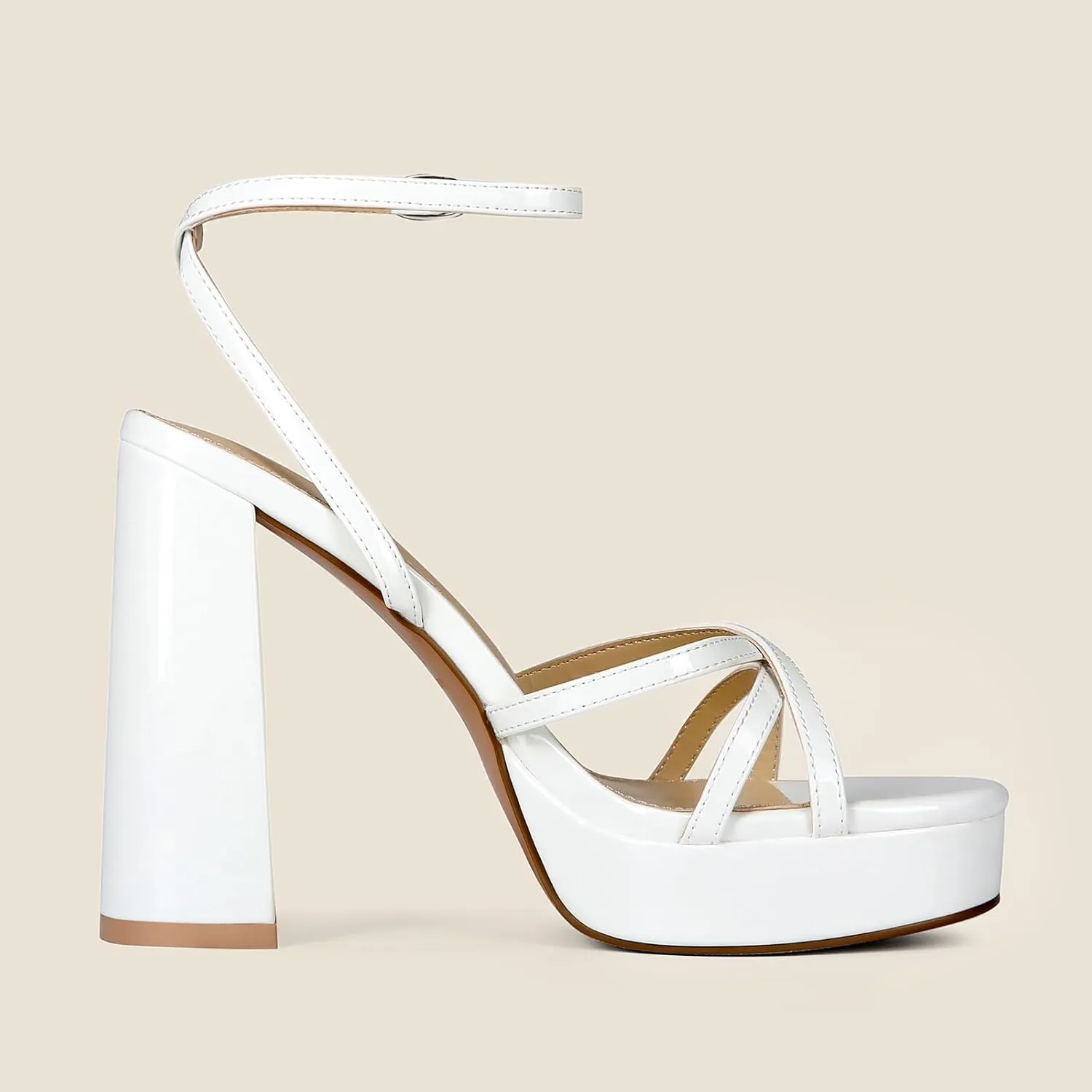 Platform Heels for Women Strappy Block Chunky High Heels Open Toe Ankle Strap Sandals Fashion Lace Up Wedding Party Evening Prom Dance Dress Shoes