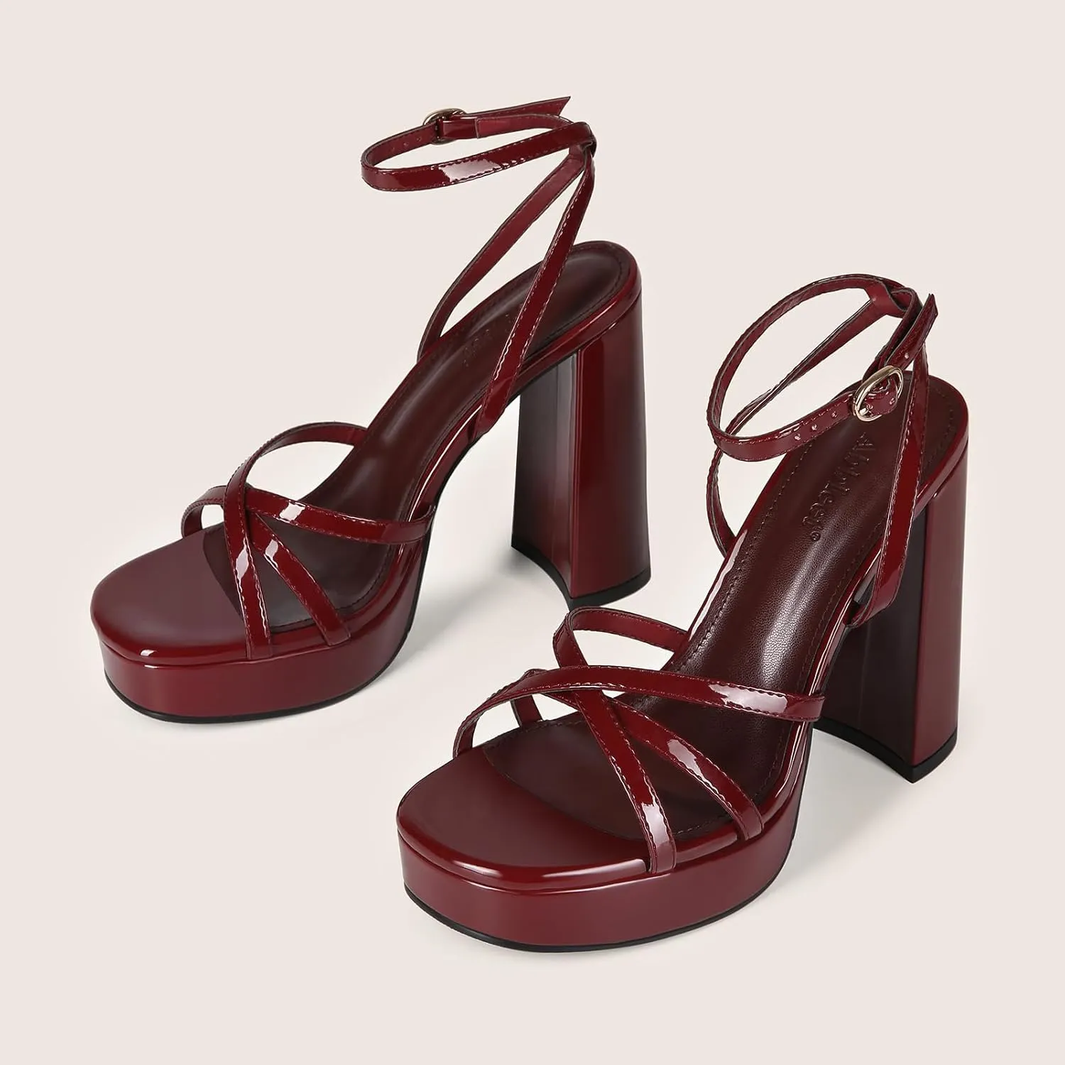 Platform Heels for Women Strappy Block Chunky High Heels Open Toe Ankle Strap Sandals Fashion Lace Up Wedding Party Evening Prom Dance Dress Shoes